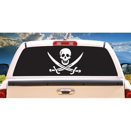 Entretenimiento Pirate Rear Window Graphic Jolly Roger Skull View Thru Vinyl Decal EN3272046